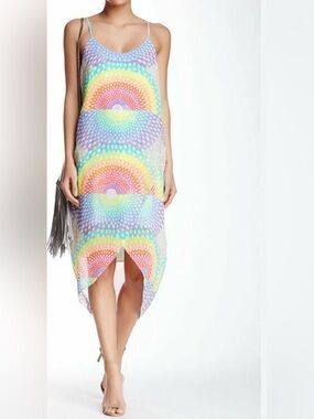 Mara Hoffman Pastel Rainbow Halo High-Low‎ Slip Dress